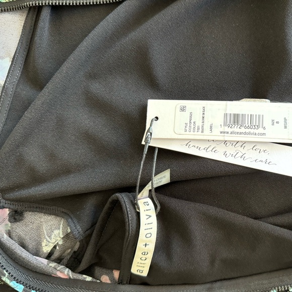 NWT Alice + Olivia Delora Floral Long Sleeve Ruched Turtleneck Dress - Picture 7 of 7